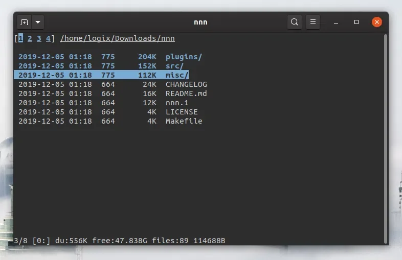 gerenciador de arquivo de terminal nnn
