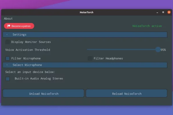 NoiseTorch é um aplicativo de supressão de ruído de microfone em tempo real para Linux