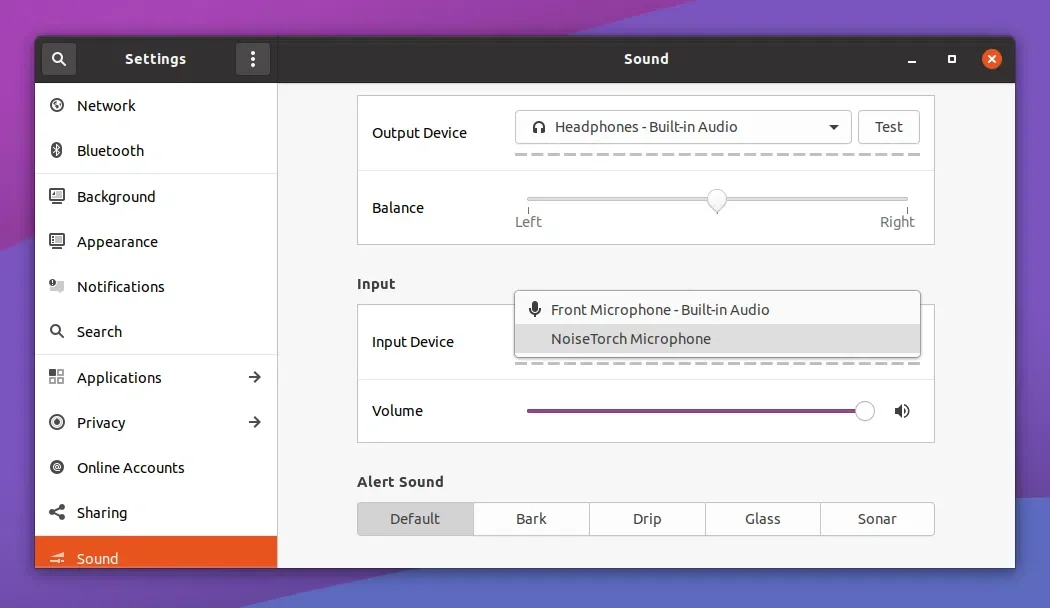 Configurações do sistema Pulseaudio