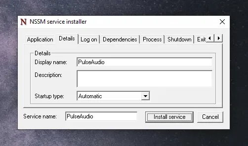 NSSM Detalhes Tab