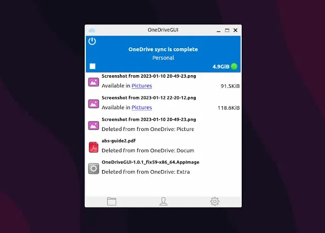 GUI do OneDrive para Linux