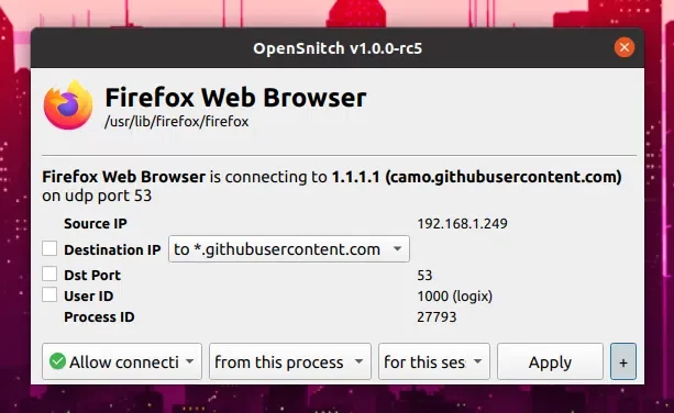 Fork do aplicativo OpenSnitch Linux