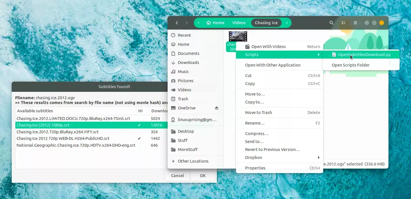 OpenSubtitles Downloader Nautilus