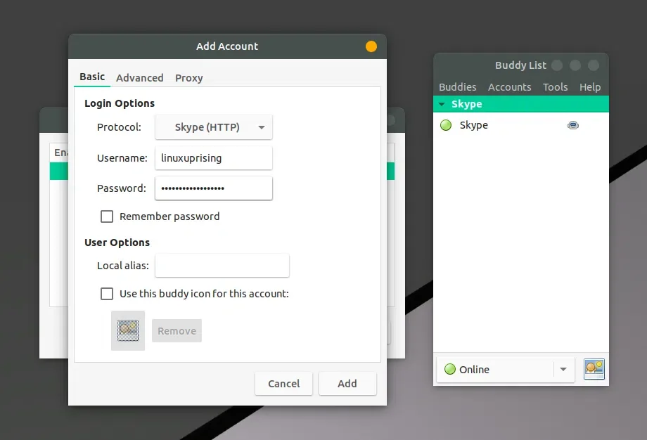 Plugin do Pidgin Skypeweb