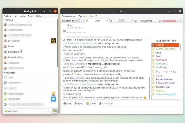 Bate-papo no Telegram com programas de mensagens instantâneas baseados em libpurple (Pidgin, etc.) usando o novo tdlib-purple