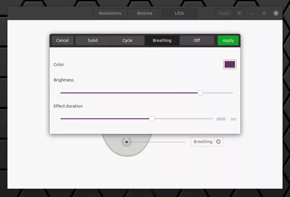 Piper configurar LEDs do mouse Linux
