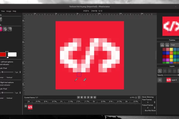 Pixelorama 2D Sprite Editor v0.6 adiciona suporte para paletas de cores, vários temas