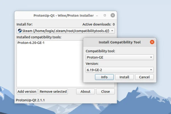 Instale facilmente e gerencie compilações do Wine personalizadas (Proton-GE, Luxtorpeda, Wine-GE) para Steam e Lutris com ProtonUp-Qt GUI