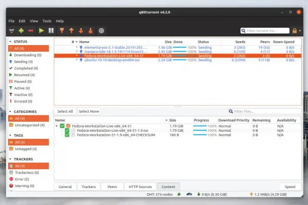qBittorrent 4.2.0 adiciona suporte para Libtorrent 1.2, novos recursos