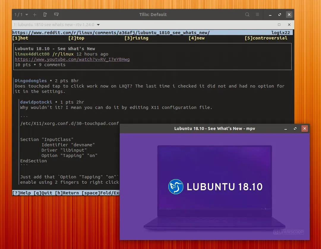 Mídia externa do Reddit Terminal Viewer