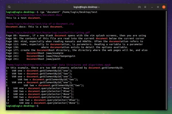 rga: Pesquise texto em PDF, e-books, documentos do Office, arquivos e muito mais (ripgrep Wrapper)