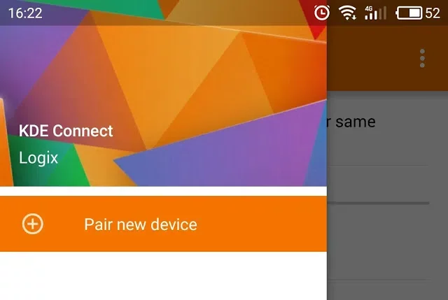Aplicativo para Android KDE Connect destacando opção para adicionar dispositivo