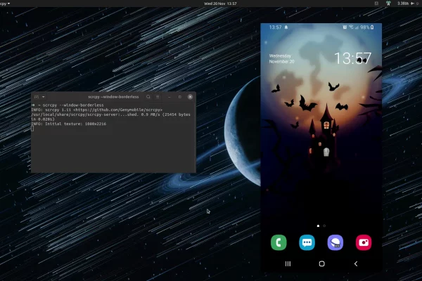 scrcpy 1.11 disponível para download (permite ver e controlar seu telefone Android a partir de um desktop Linux, Windows ou macOS)