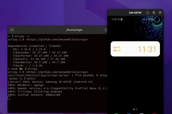 scrcpy 2.0 adiciona encaminhamento de áudio, H265 e suporte a codec AV1