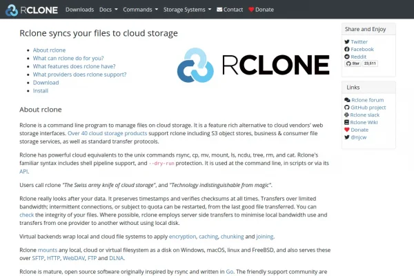 Ferramenta de linha de comando para armazenamento na nuvem Rclone 1.41 adiciona suporte a Mega e links públicos