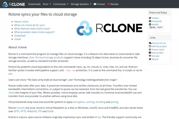 Ferramenta de linha de comando para armazenamento na nuvem Rclone 1.41 adiciona suporte a Mega e links públicos