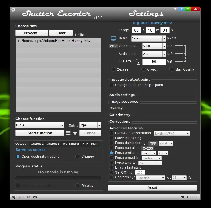 Codificador de obturador avançado