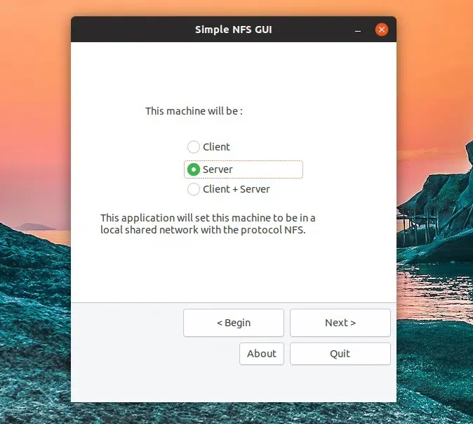 Configuração de servidor NFS GUI simples