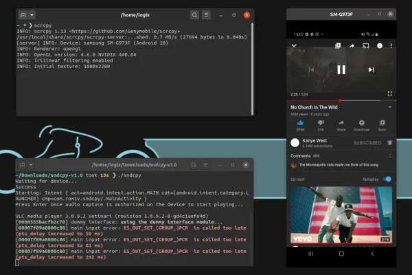 sndcpy encaminha áudio do Android 10 para desktop Linux, Windows ou macOS (como o scrcpy, mas para áudio)