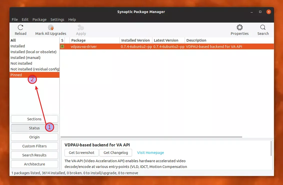 Pacotes Synaptic show locked (pinned)