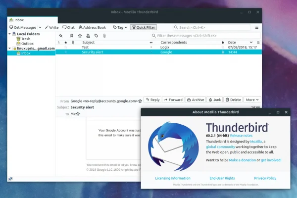 Instale o Mozilla Thunderbird 60 no Ubuntu ou Linux Mint a partir do PPA