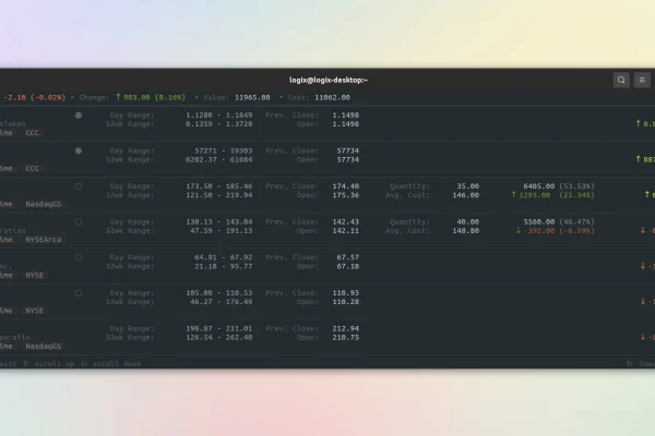 Ticker é um observador de ações e rastreador de posição (com suporte de criptomoedas) para terminal