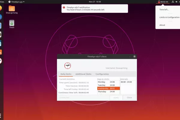 Timekpr-nExT é um programa de controle dos pais do Linux para limitar o uso do computador