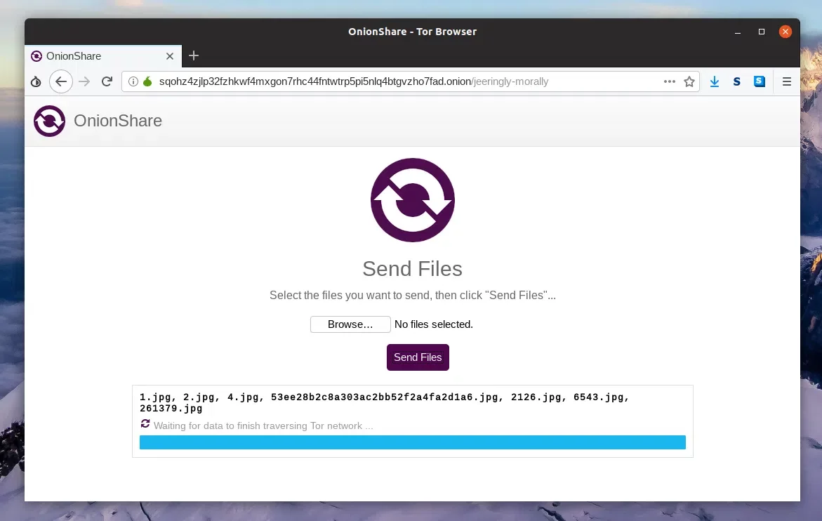 Navegador Tor enviar arquivos OnionShare