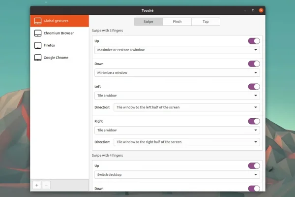 Touche é uma nova GUI para configurar o Touchegg (reconhecedor de gestos multitoque para Linux)