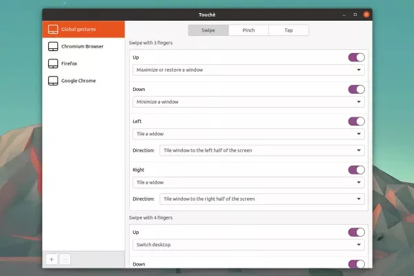 Touche é uma nova GUI para configurar o Touchegg (reconhecedor de gestos multitoque para Linux)