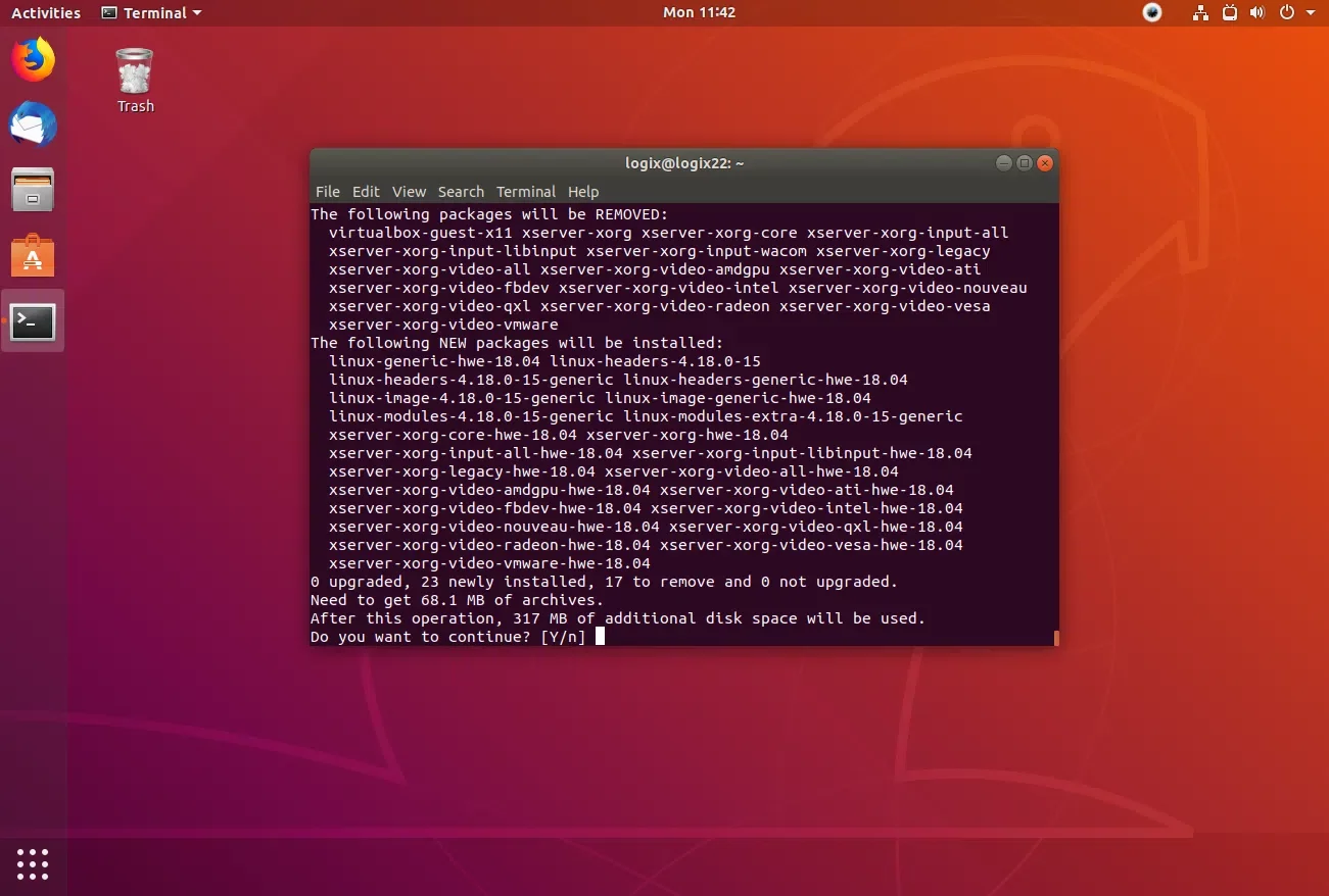 Pilha de ativação de hardware Ubuntu 18.04.2 LTS