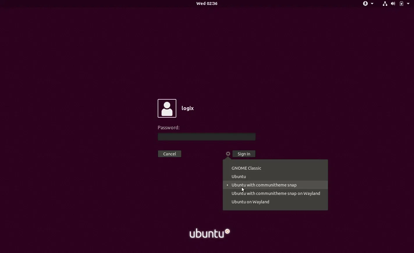 Tela de login usando o tema Communitheme