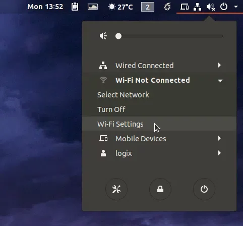 Configurações de Wi-Fi do Ubuntu
