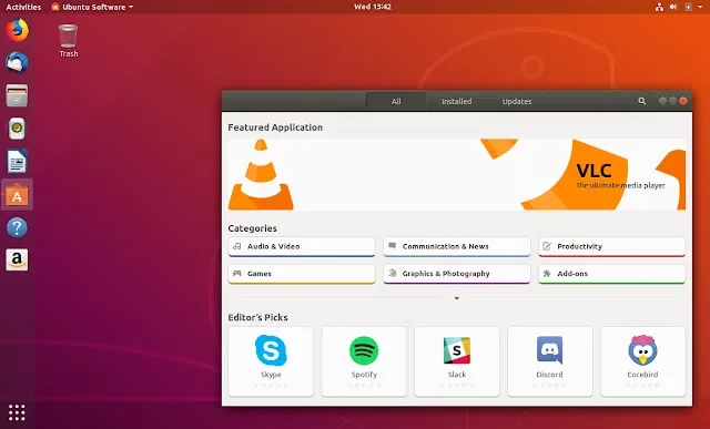 Tela do Ubuntu 18.04 mostrando o Ubuntu Software