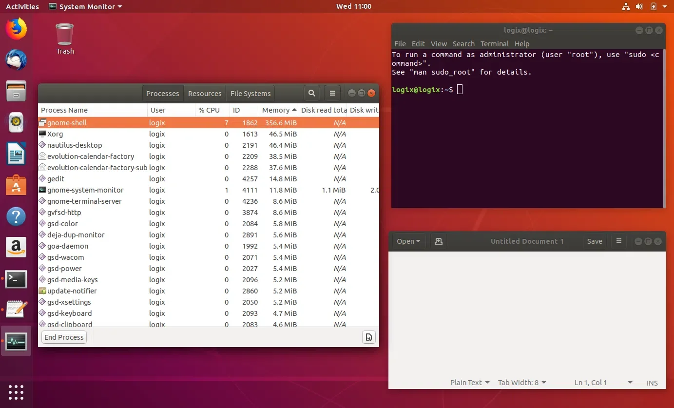 Tela do Ubuntu 18.04