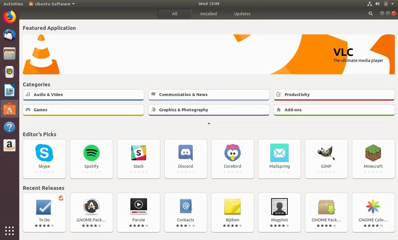 Tela do Ubuntu 18.04