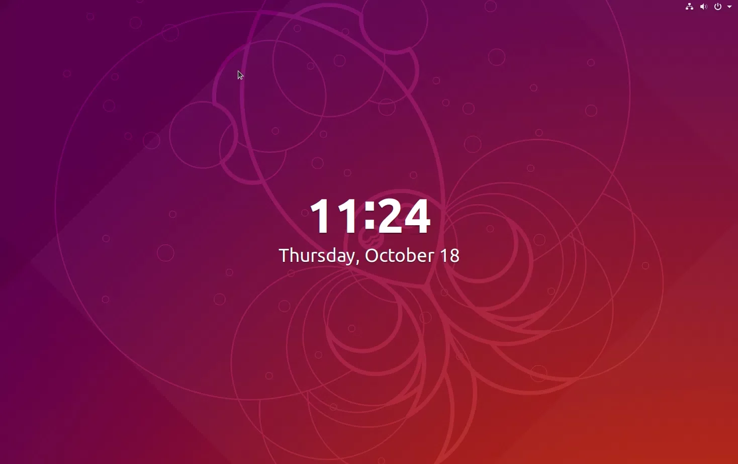 Captura de tela da tela de bloqueio do Ubuntu 18.10 Yaru
