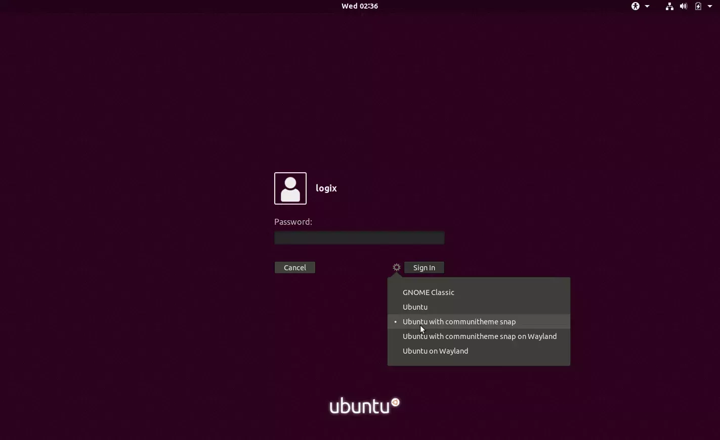 Tela de login usando o tema Communitheme