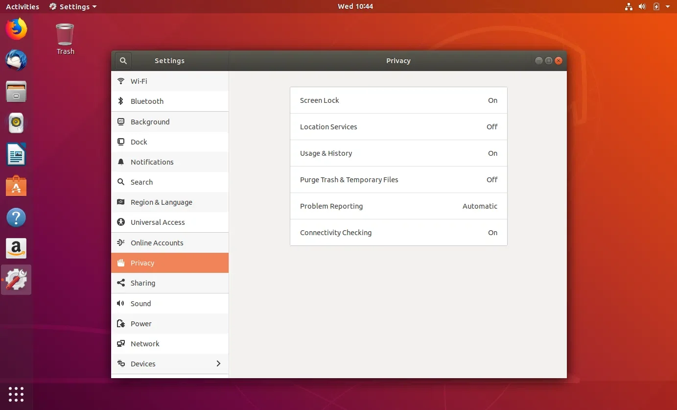 Tela do Ubuntu 18.04