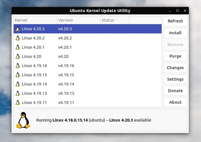Utilitário de atualização de kernel Ukuu Ubuntu