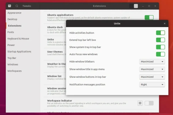 Deixe o Gnome Shell mais parecido com o Unity com a extensão Unite