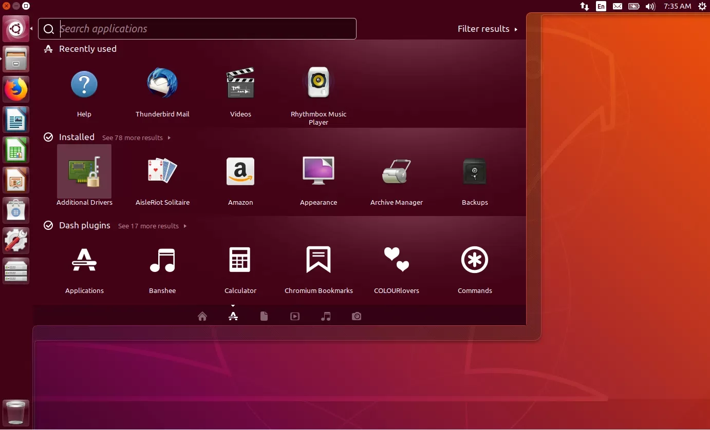 Tela mostrando o Unity no Ubuntu 18.04