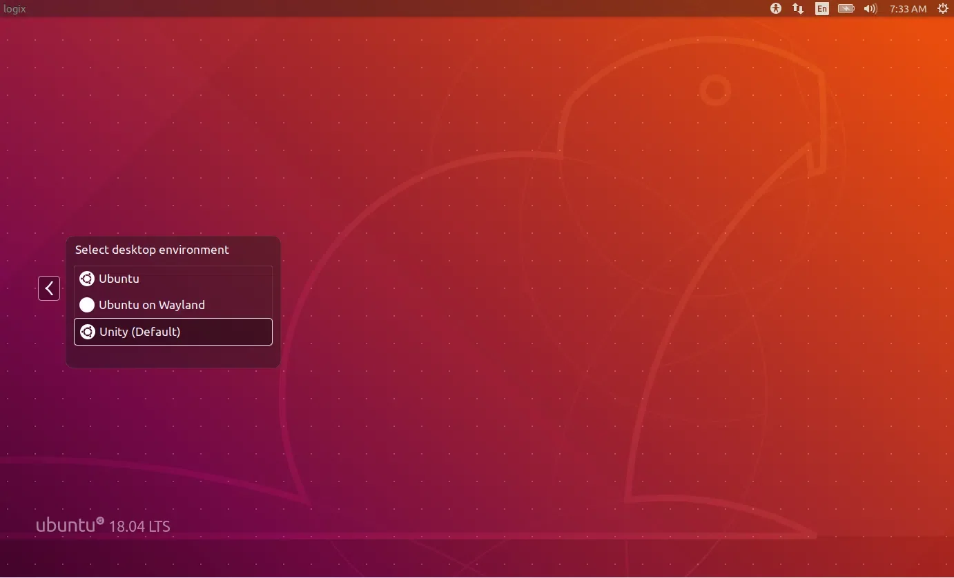 Tela de login no Ubuntu 18.04 com o ambiente Unity