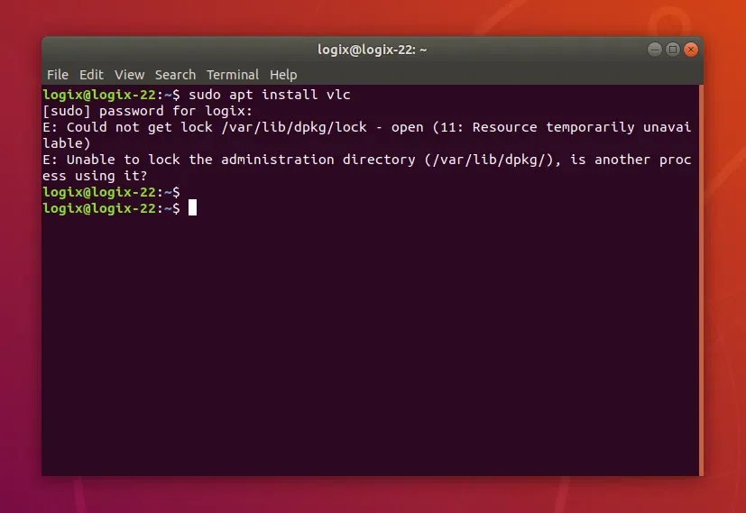 'Could not get lock /var/lib/dpkg/lock - open (11 Resource temporarily unavailable)'