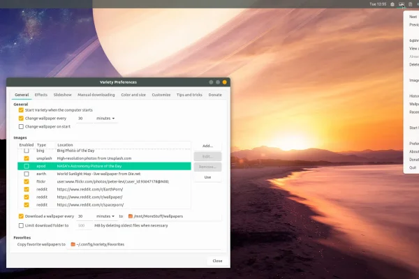Variety Wallpaper Changer And Downloader 0.7.0 portado para Python 3, adiciona suporte para configurações de fundo GDM