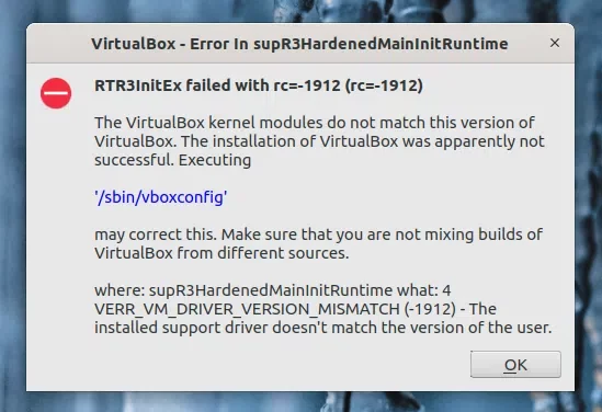 Erro de driver do VirtualBox