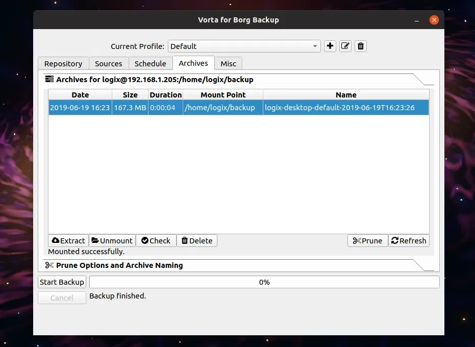Vorta BorgBackup GUI Linux