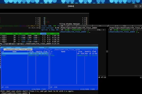 vtm é um ambiente de desktop baseado em texto que é executado dentro de um terminal