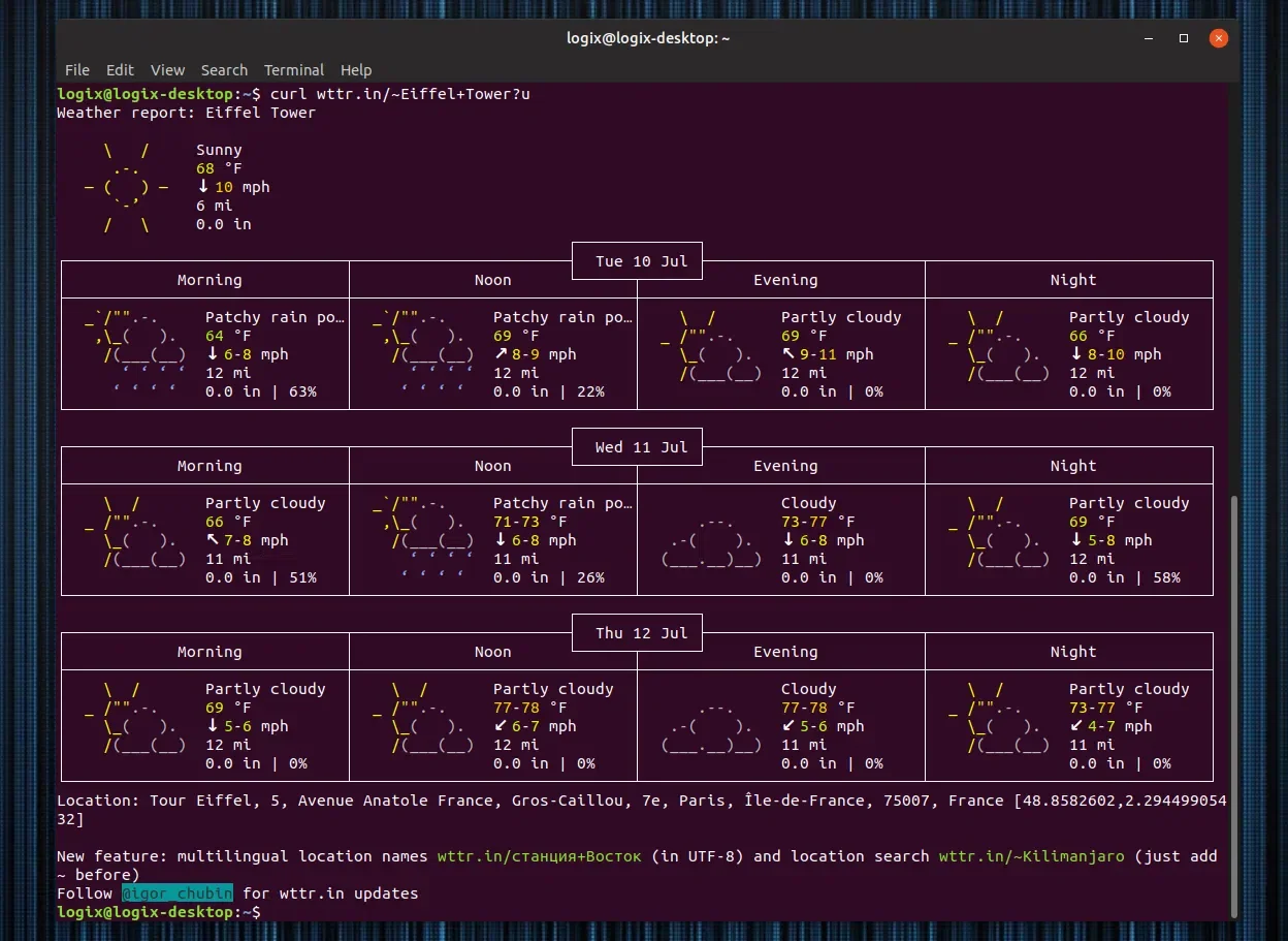 wttr.in example