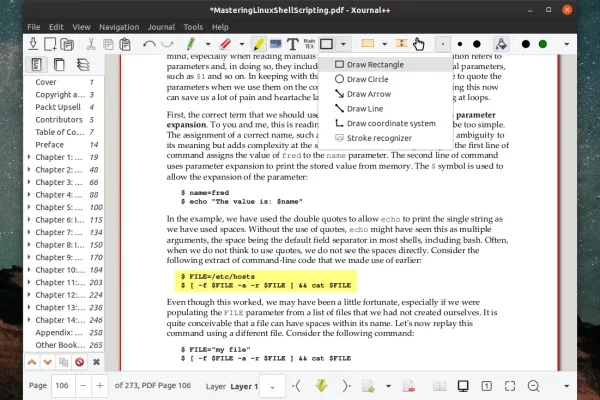 Atualização de anotações manuais e da ferramenta de anotação em PDF Xournal++, com uma nova caixa de ferramentas flutuante